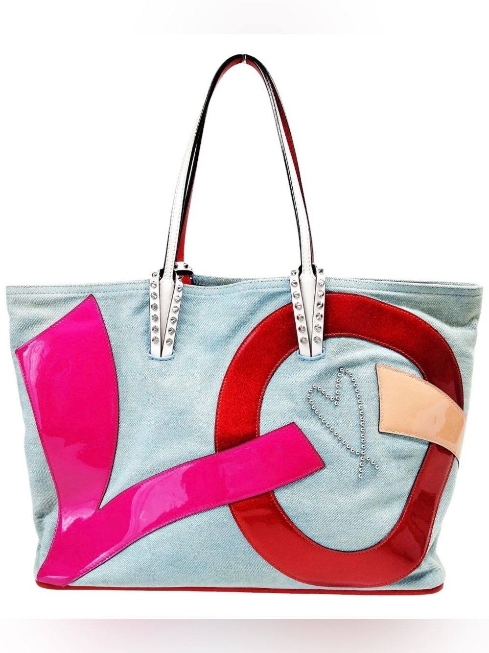 ✨🛍️ Christian Louboutin Denim Cabata Love Tote with Detachable Pouch